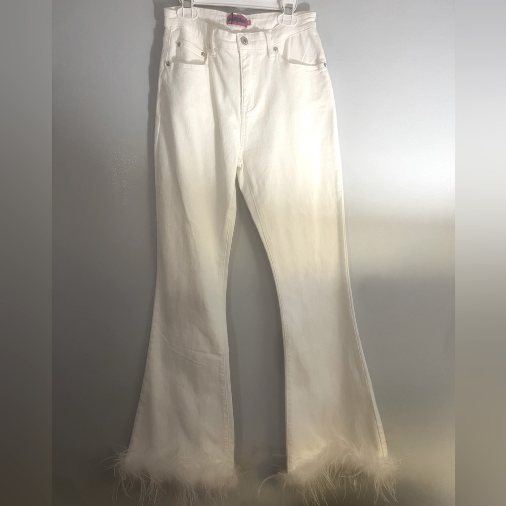 Edikted White Feather Flare Jeans Size M